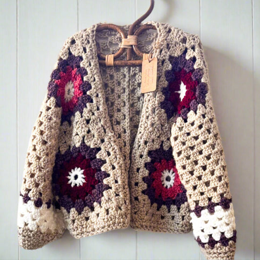 Crochet Flower Cardi - Beige